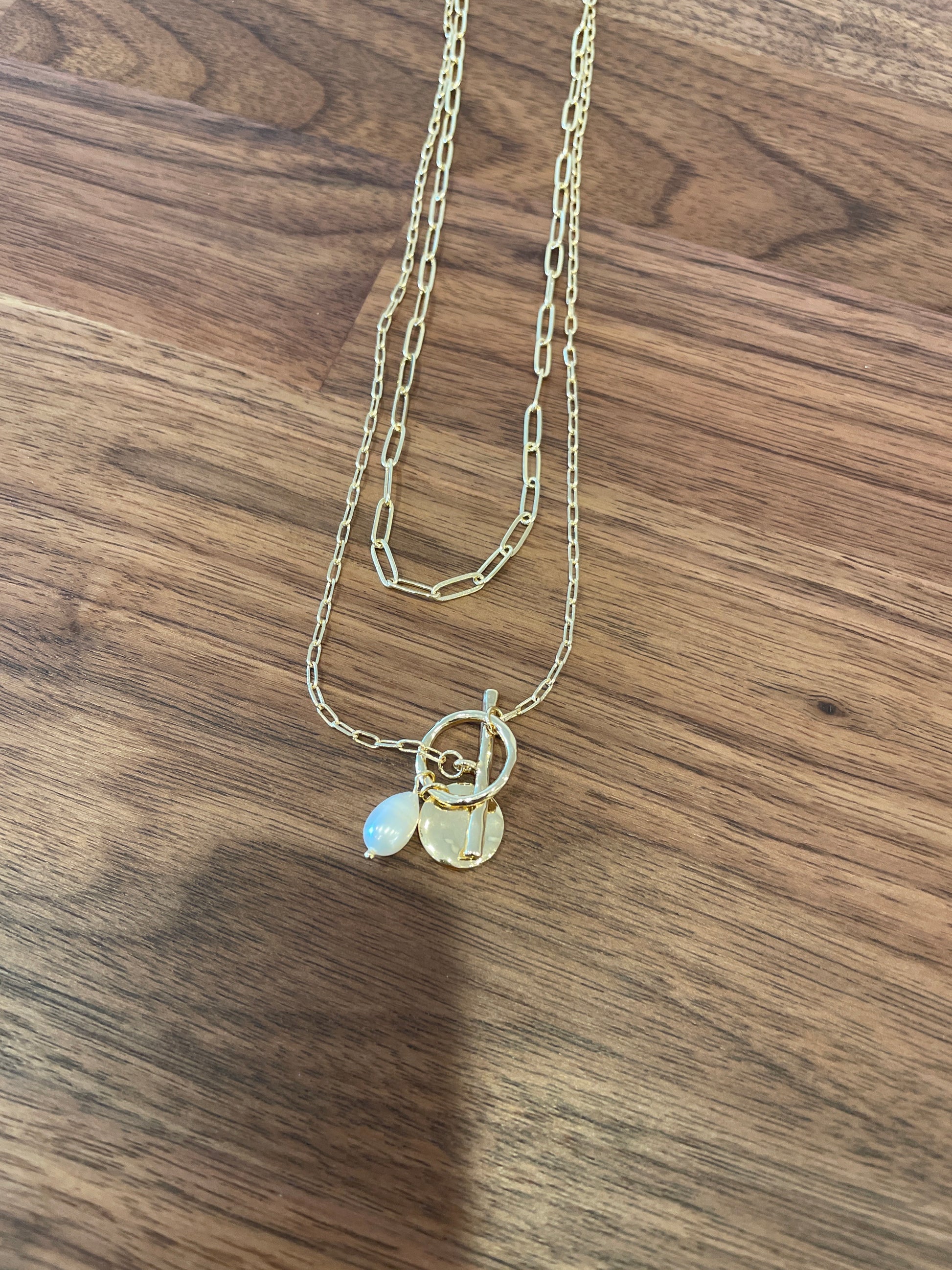 Layered Pearl Toggle Necklace WHAT'S HOT