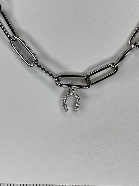 Medium Crystal Studded Horse Shoe Charm