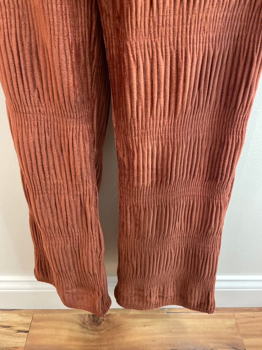 Crinkled Soft Velvet Comfy Straight Pants Very J