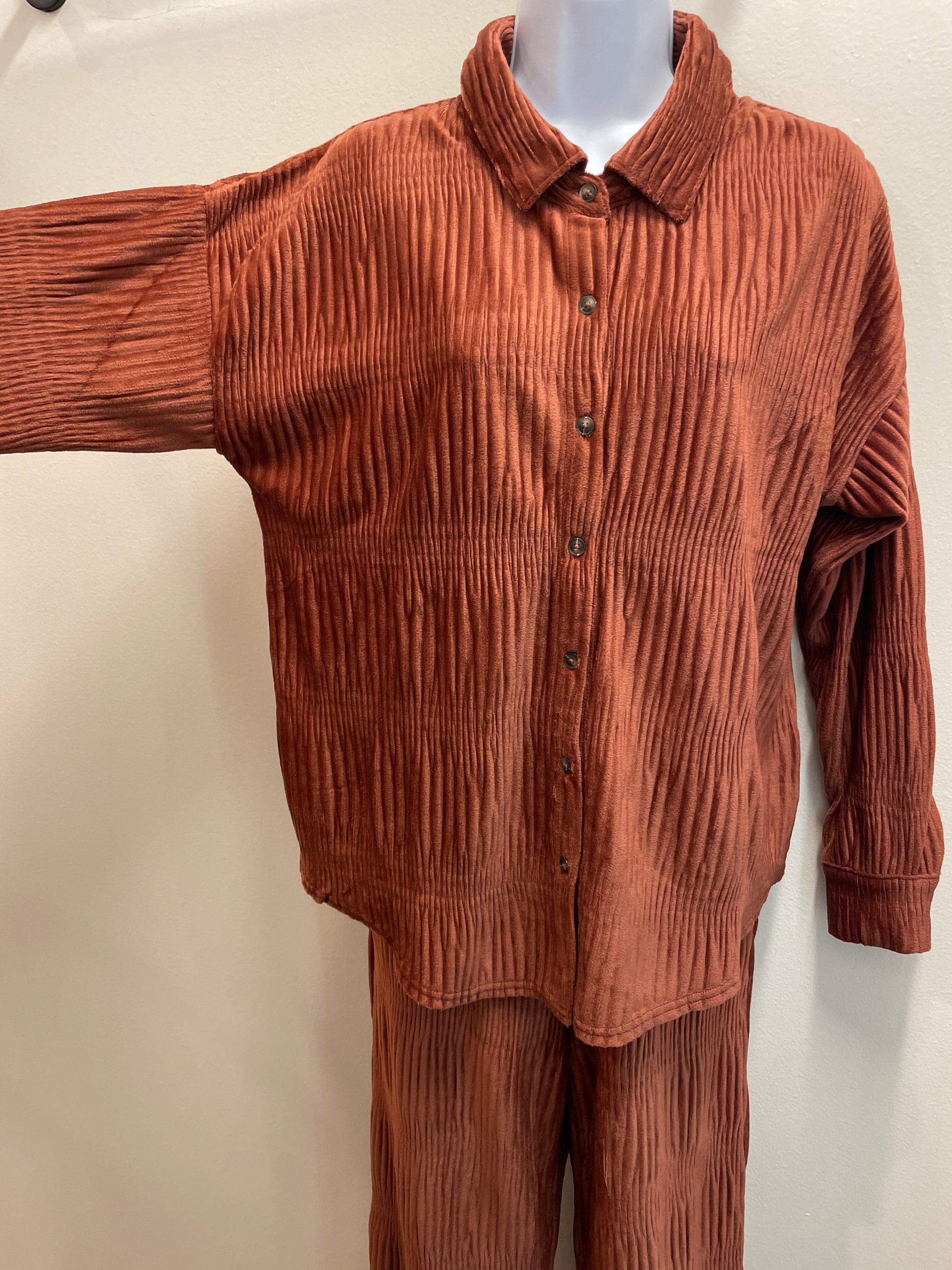 Crinkled Soft Velvet Comfy Oversized Shirt Top Very J