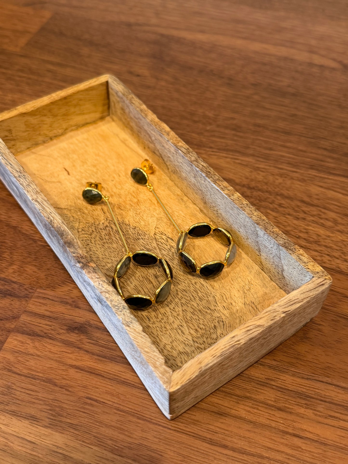 Gemstone Wheel Earrings