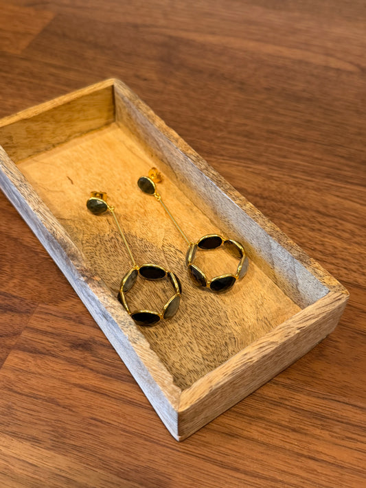 Gemstone Wheel Earrings