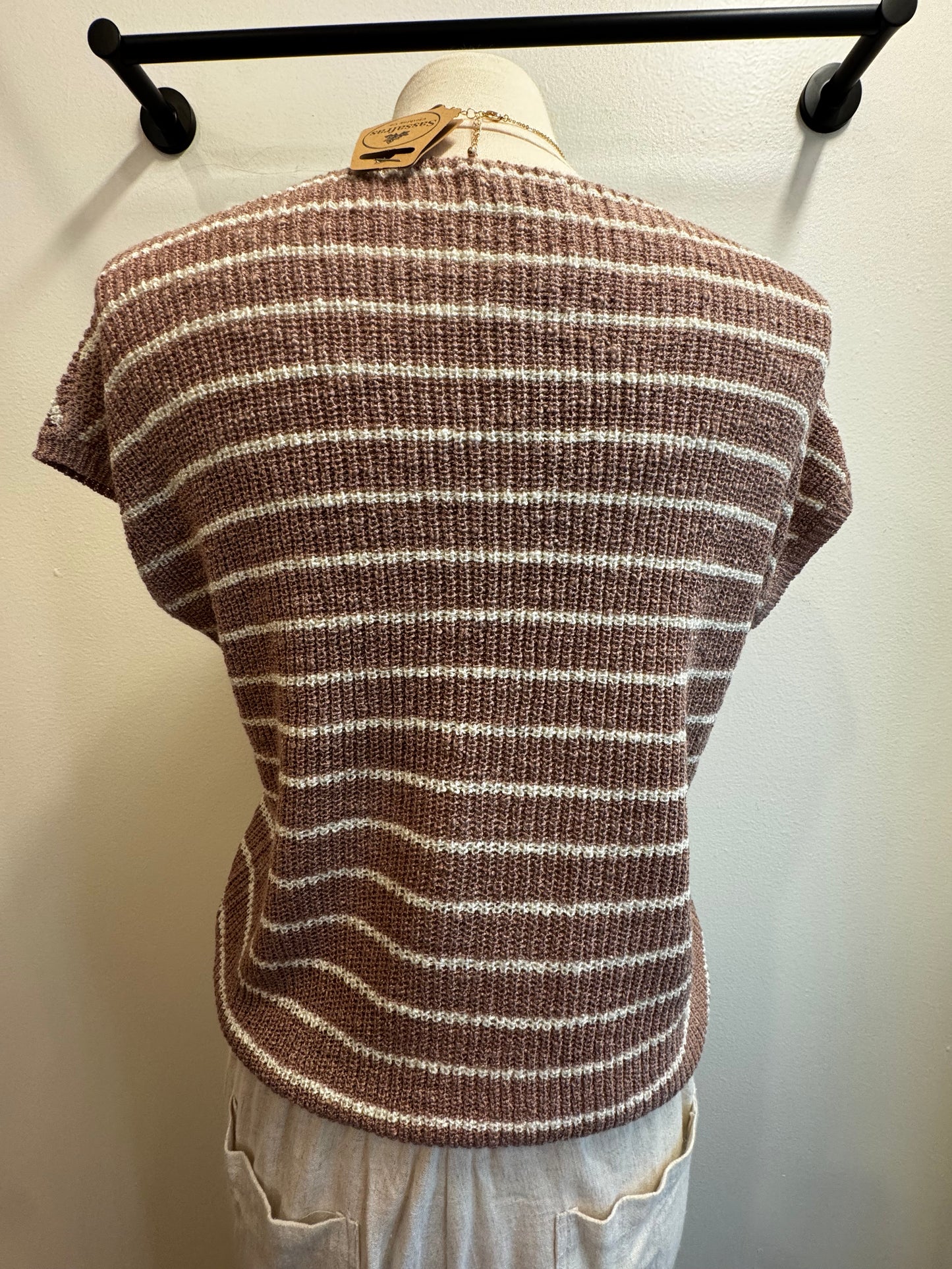 Striped Cap Sleeve Sweater
