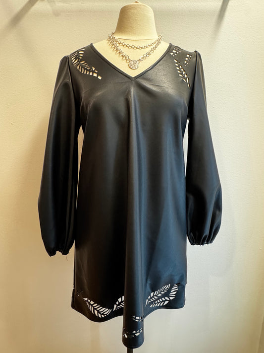 Perforated Faux Leather Dress