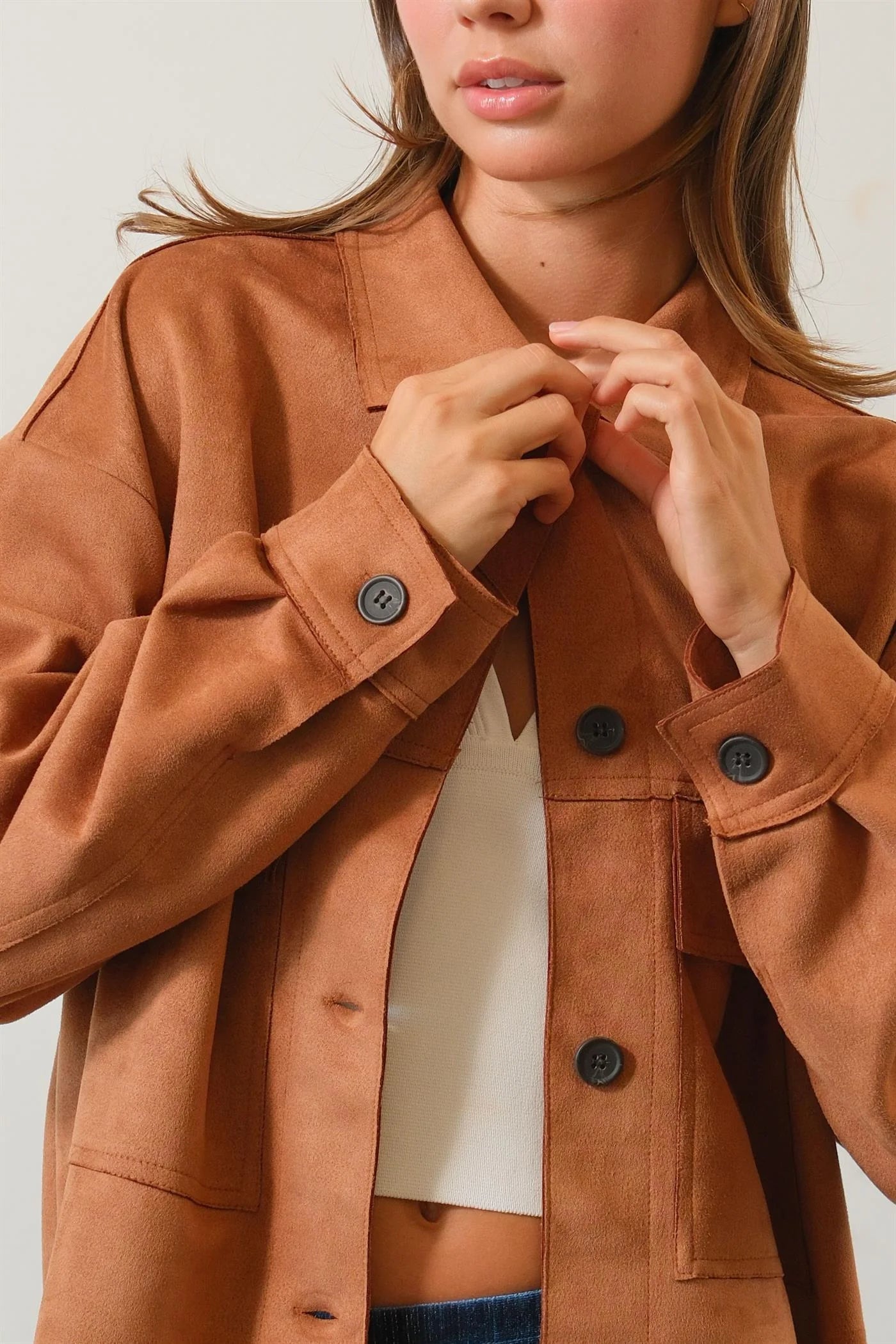 Suede Button Front Jacket HYFVE