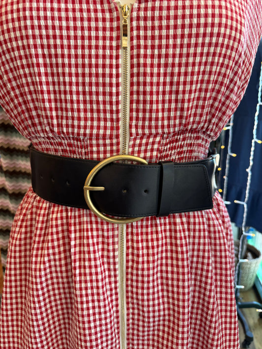 Chevron Patterned Woven Tail Wide Belt