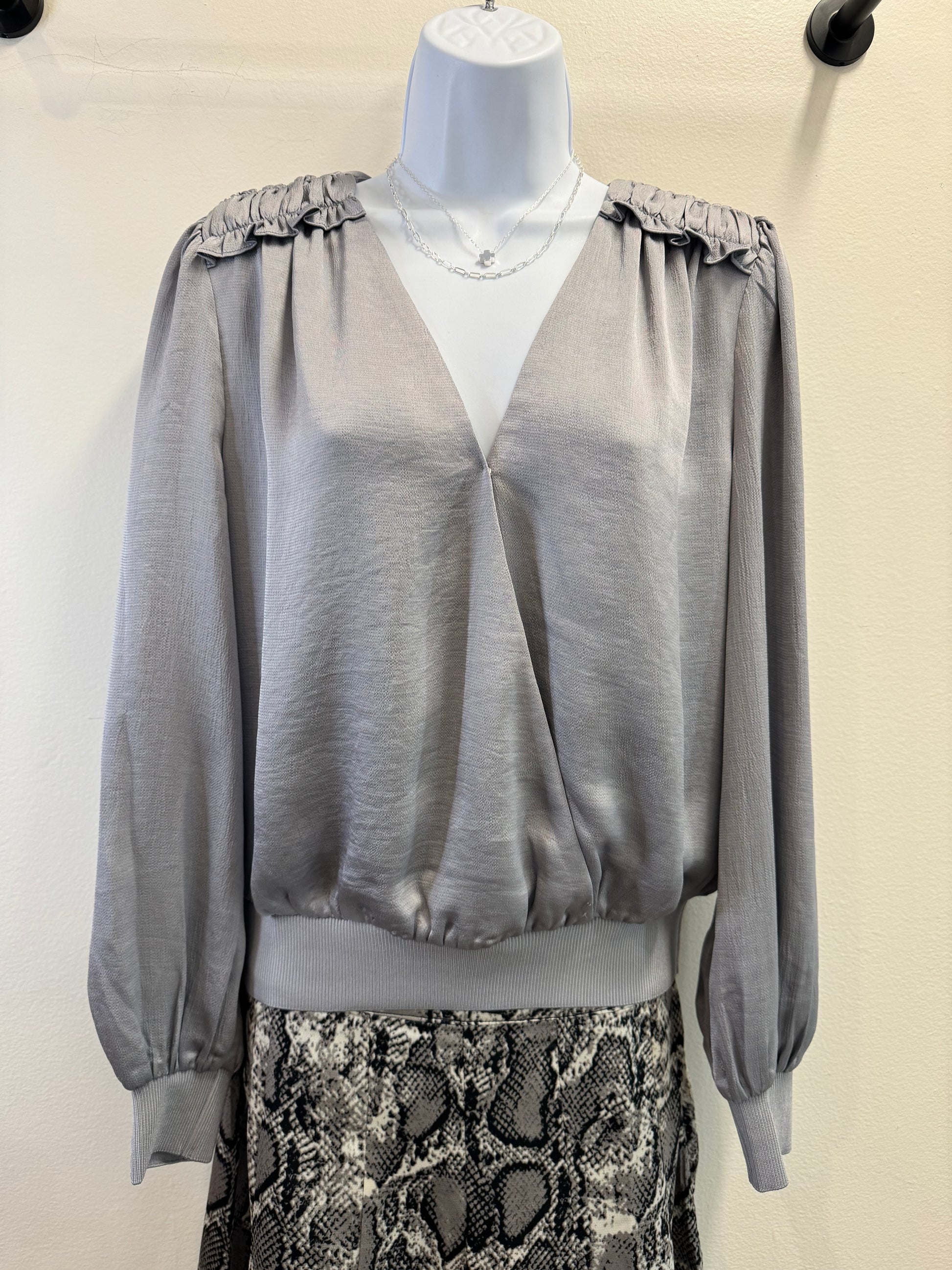 Long Sleeve Surplus Top with Ruffle Detail Current Air