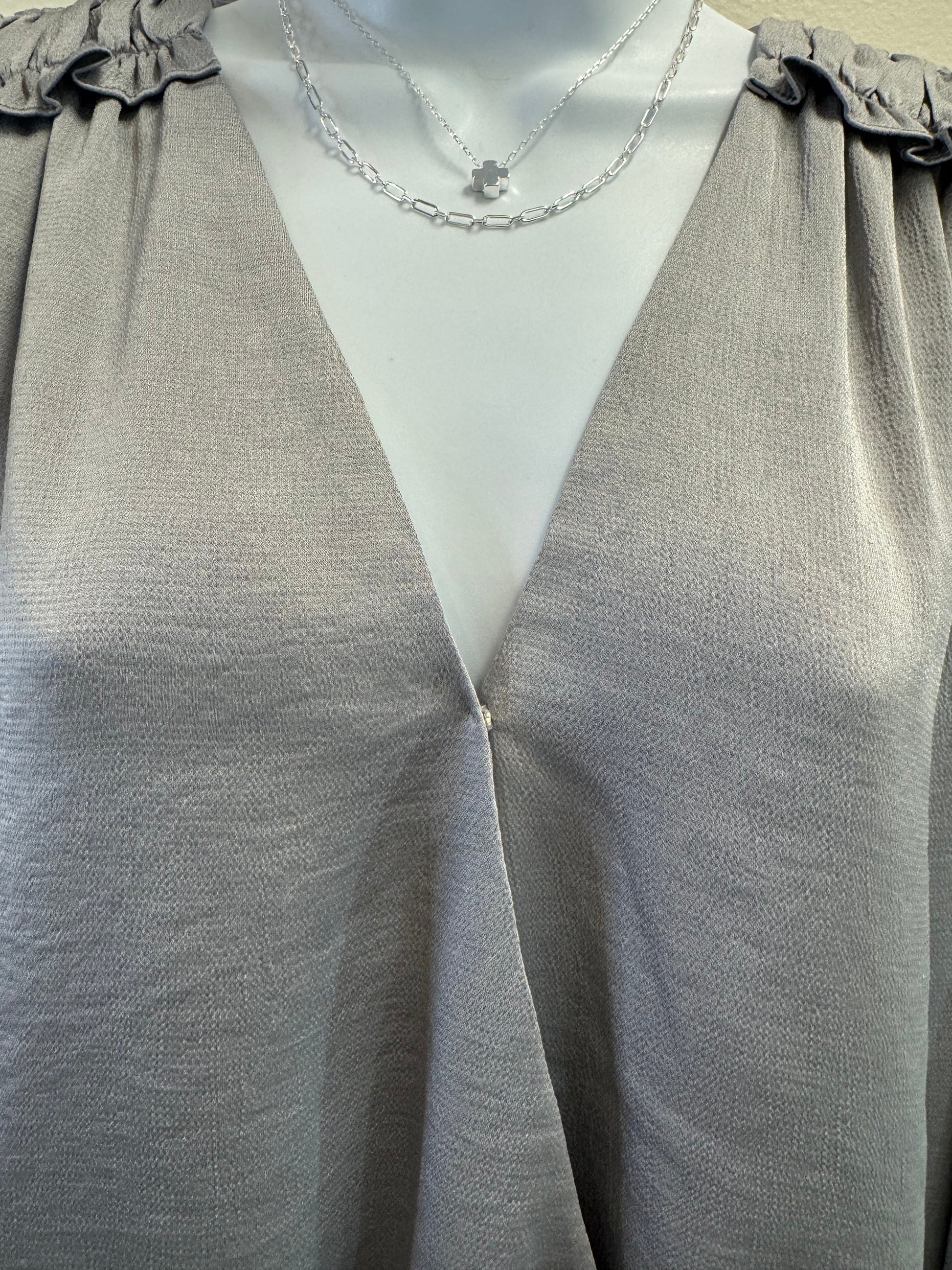 Long Sleeve Surplus Top with Ruffle Detail Current Air