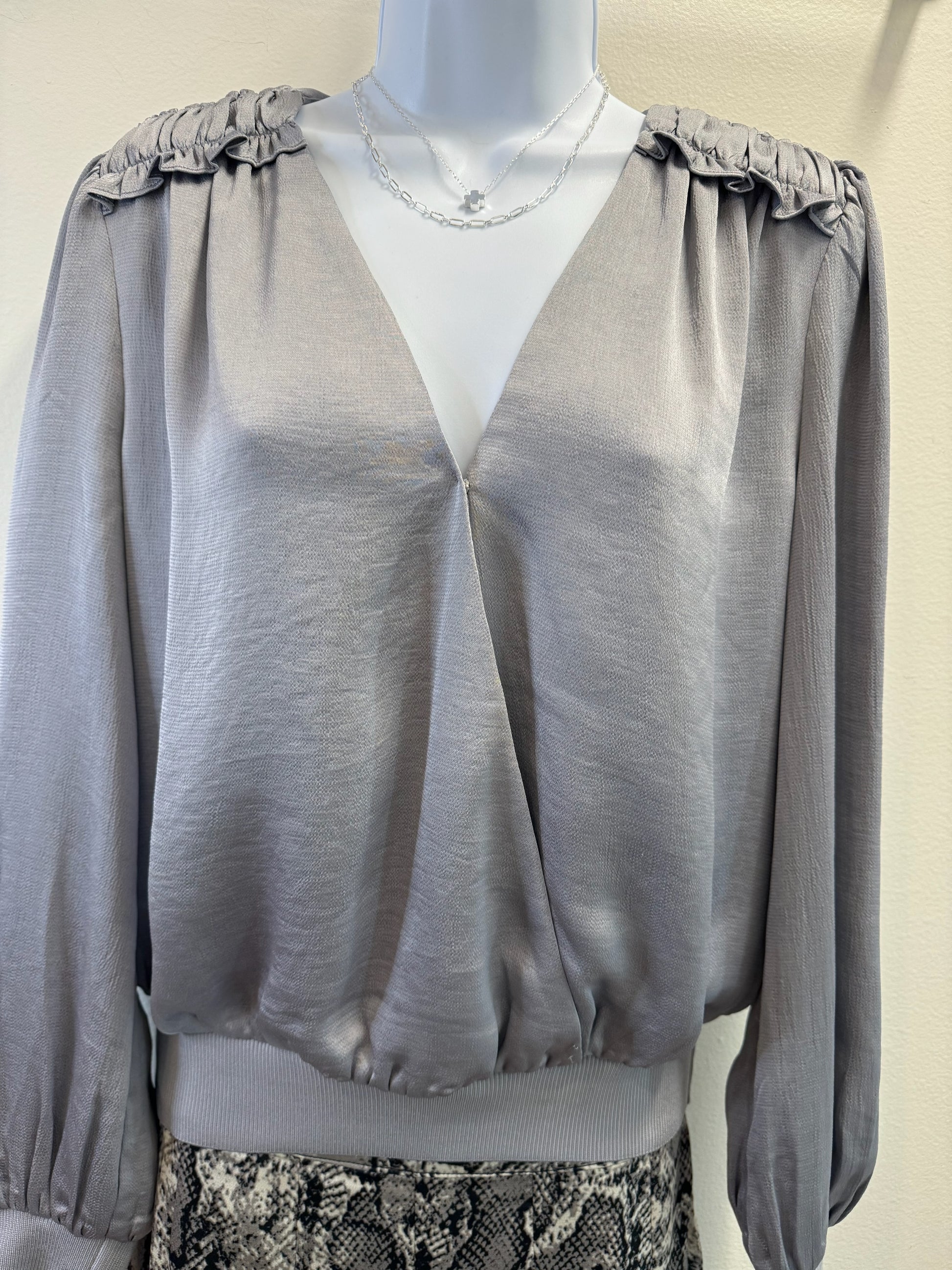 Long Sleeve Surplus Top with Ruffle Detail Current Air