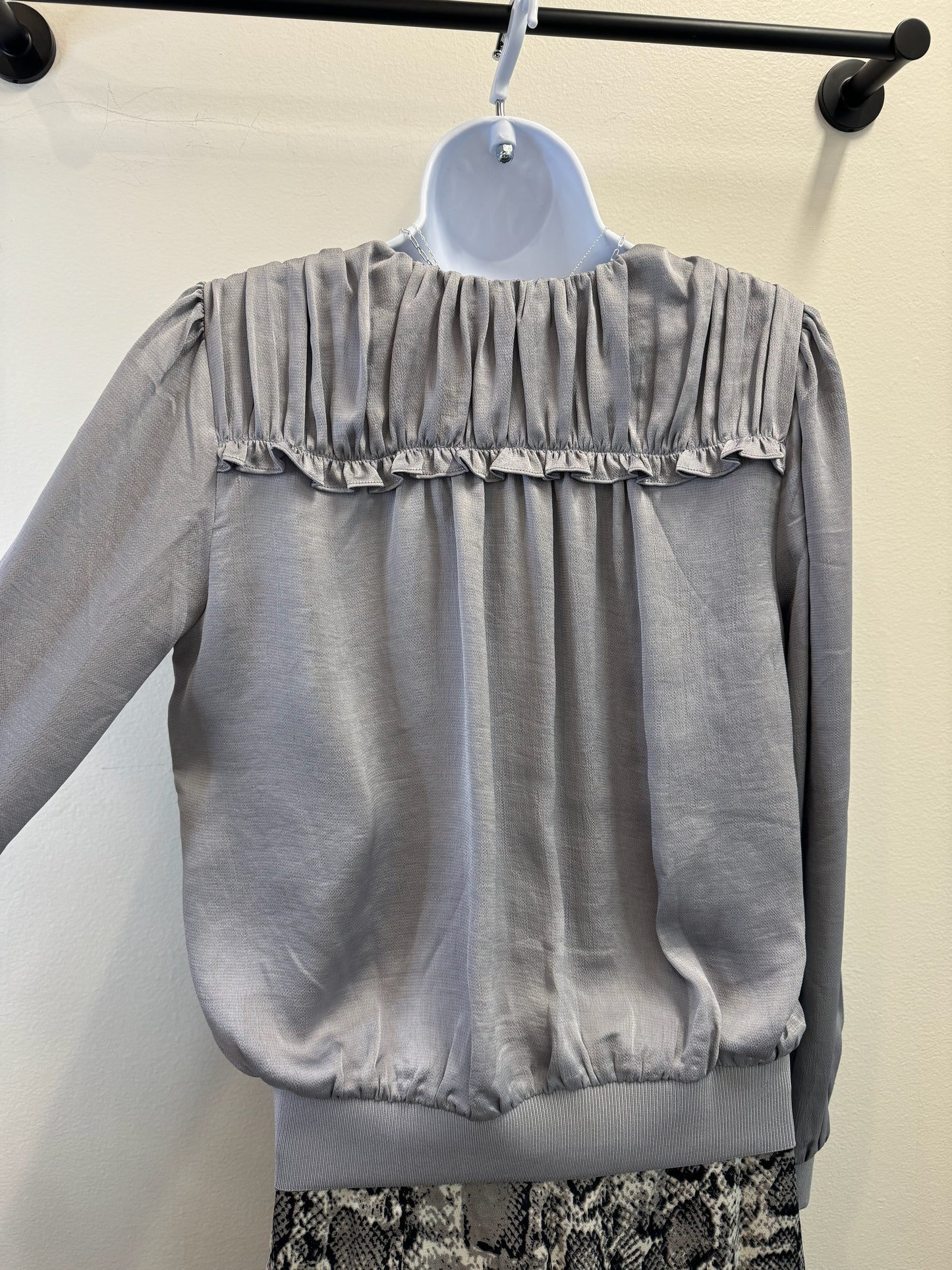 Long Sleeve Surplus Top with Ruffle Detail Current Air