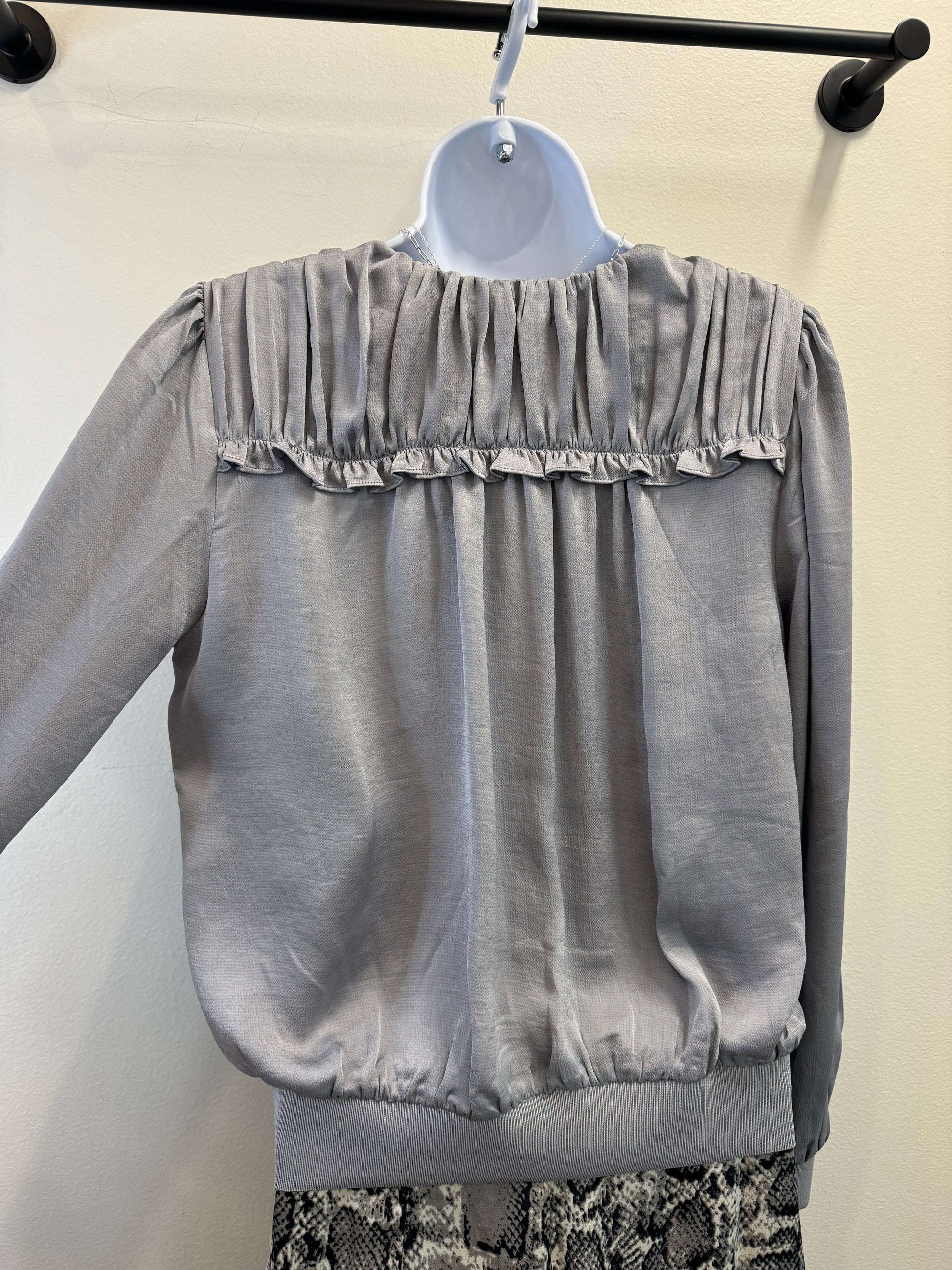 Long Sleeve Surplus Top with Ruffle Detail Current Air