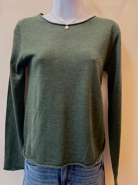 Lightweight Round Neck Sweater Wasabi + Mint