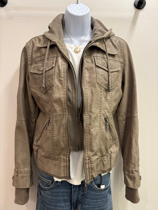 Faux Leather Hooded Jacket LA Coalition