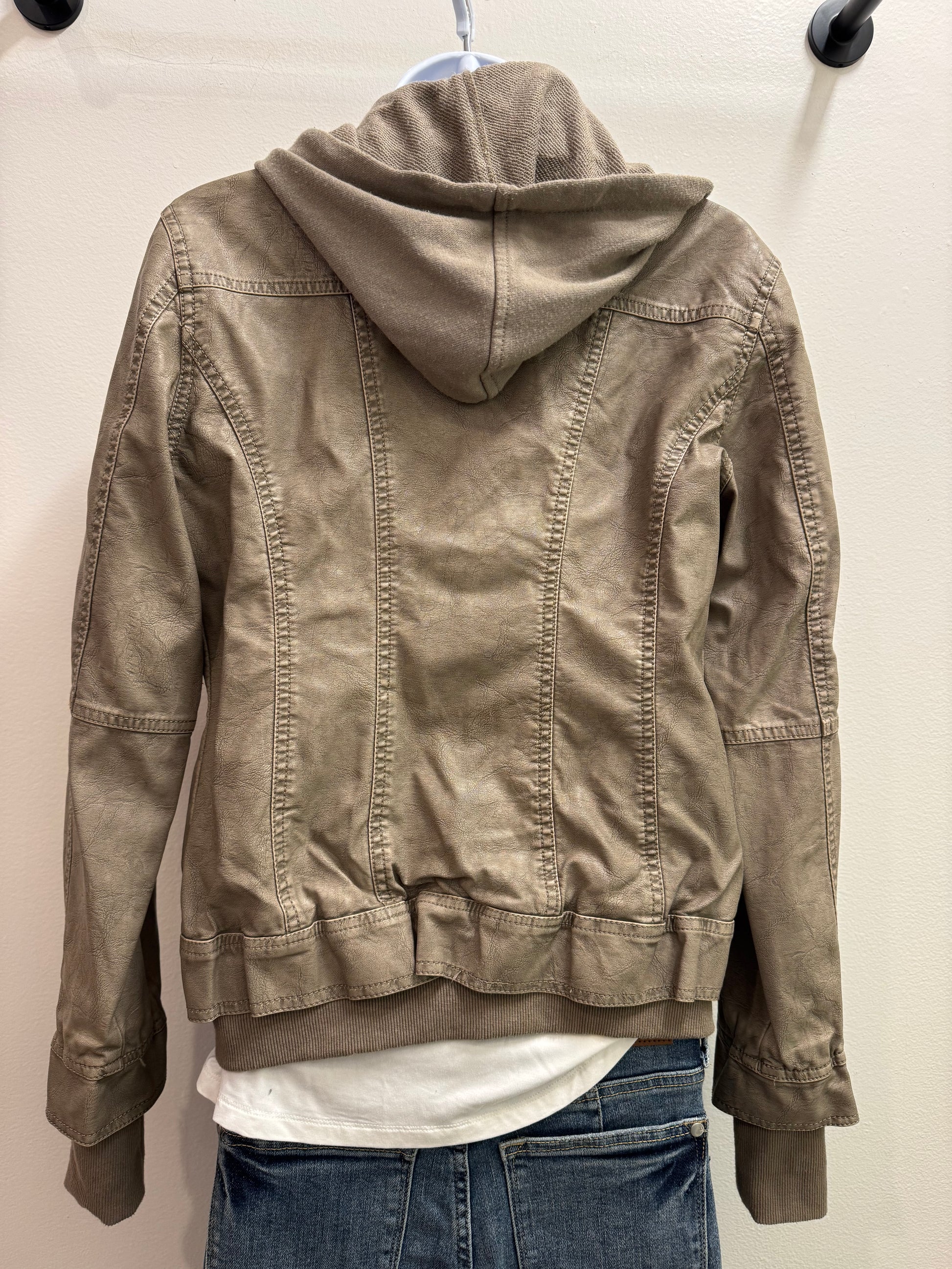 Faux Leather Hooded Jacket LA Coalition