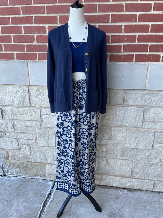 Woven Wide Leg Flowy Patterned Pant