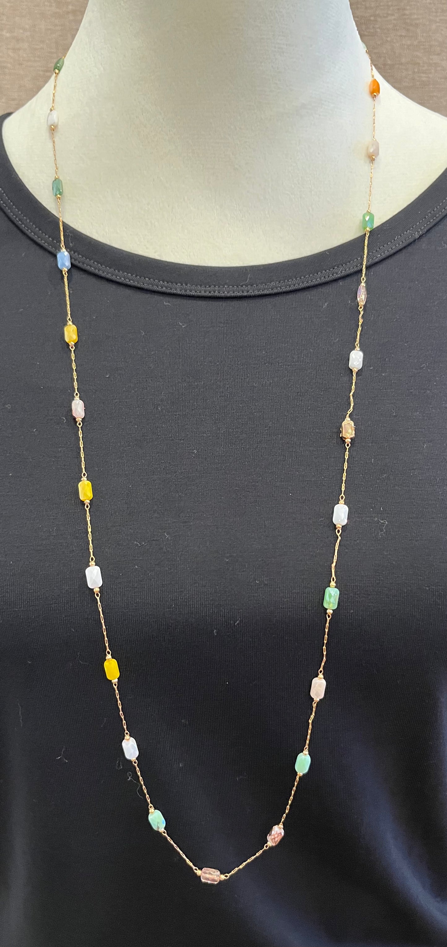 Colorful Stone Station Necklace SOIREE LINE