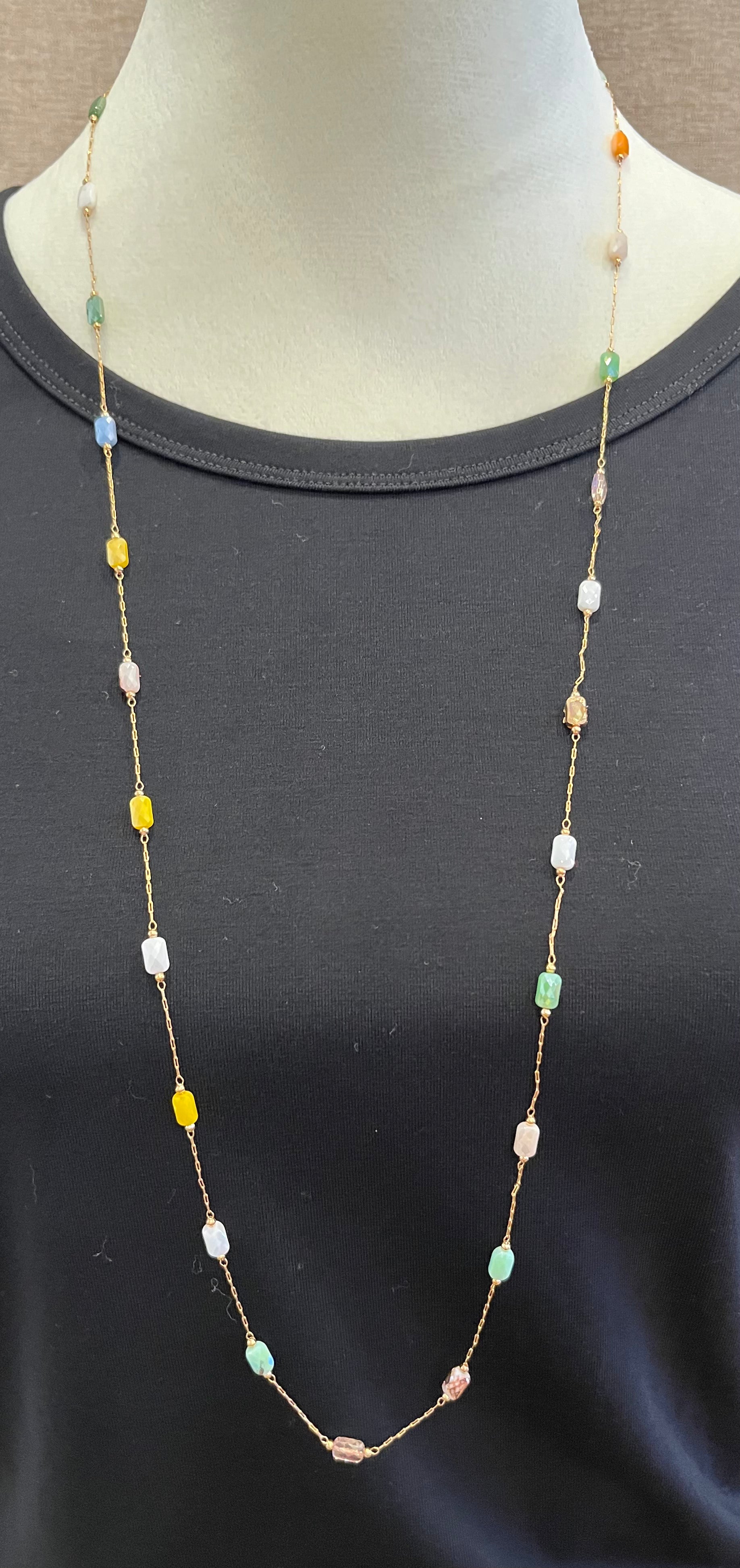 Colorful Stone Station Necklace SOIREE LINE