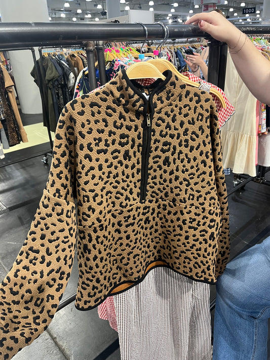 Leopard Zip-Up Pullover