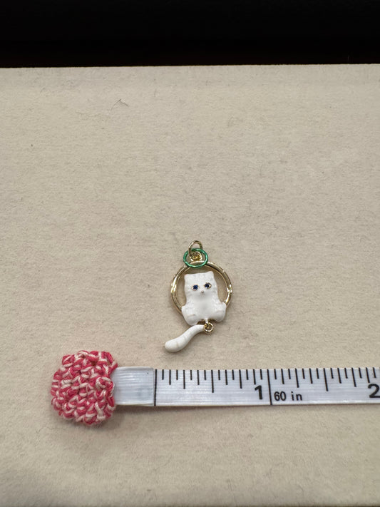 Enamel Coated Swinging Kitty Charm Origami Owl