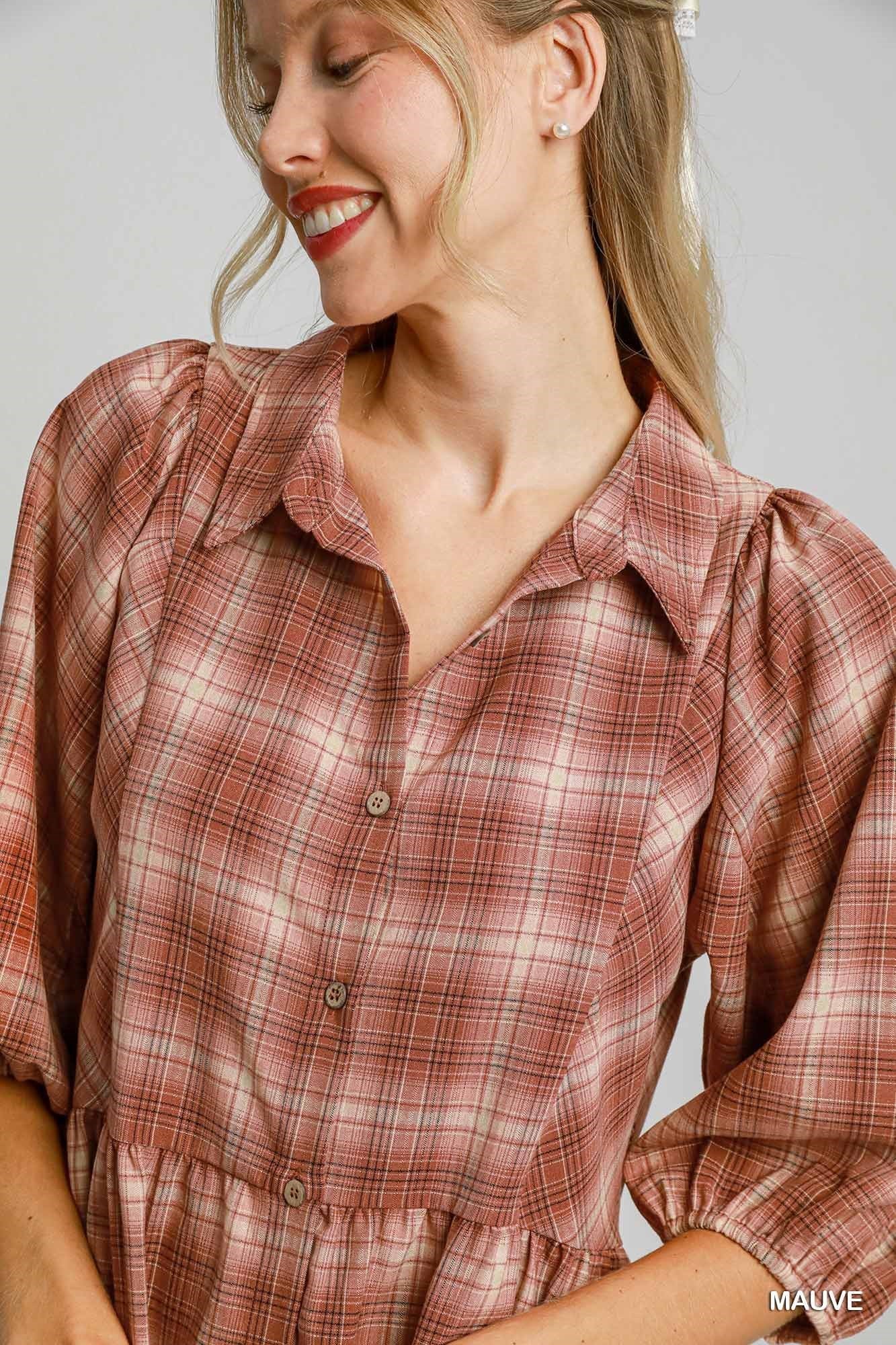 Checkered Mini Dress Umgee
