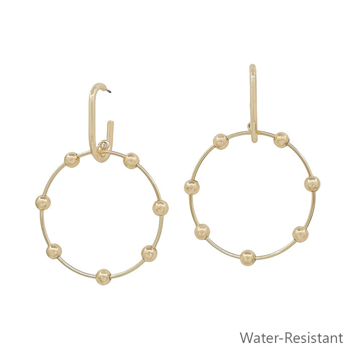 Water Resistant Hoop with Beaded Accents 2" Earring WHAT'S HOT