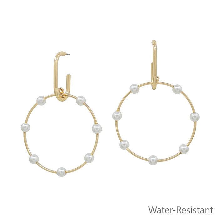 Water Resistant Hoop with Beaded Accents 2" Earring WHAT'S HOT