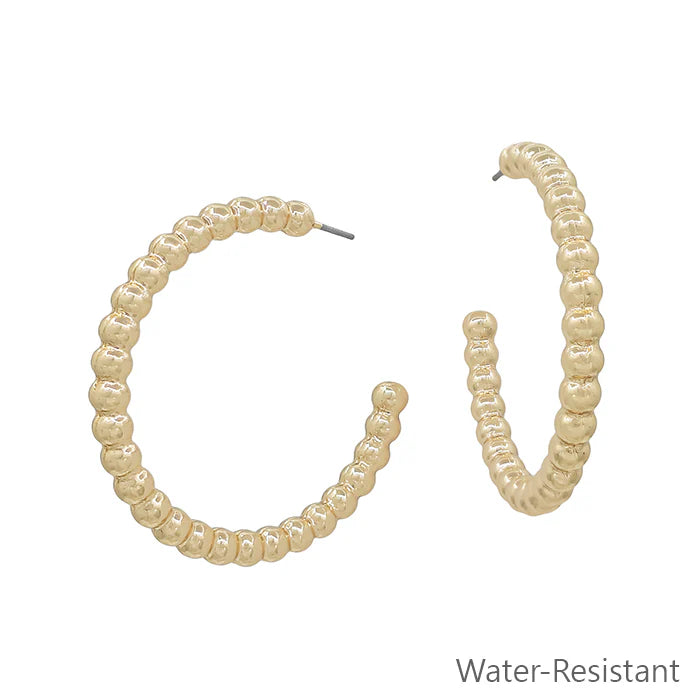 Water Resistant Beaded Casting 1.5" Hoop Earring WHAT'S HOT