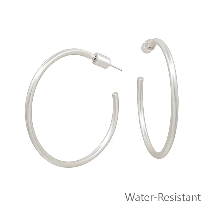 Thin (2MM) Water Resistant Hoop with Cylinder Back Closure Earring WHAT'S HOT