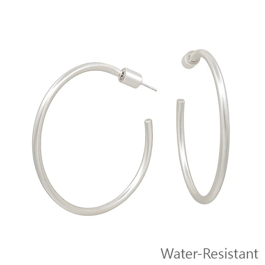 Thin (2MM) Water Resistant Hoop with Cylinder Back Closure Earring WHAT'S HOT