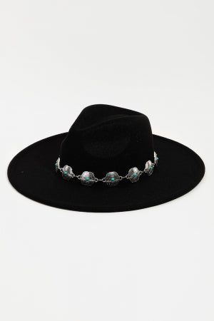 Concho Chain Fedora Hat Fame Accessories