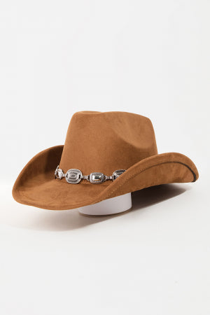 Metallic Round Disc Chain Western Cowboy Hat Fame Accessories