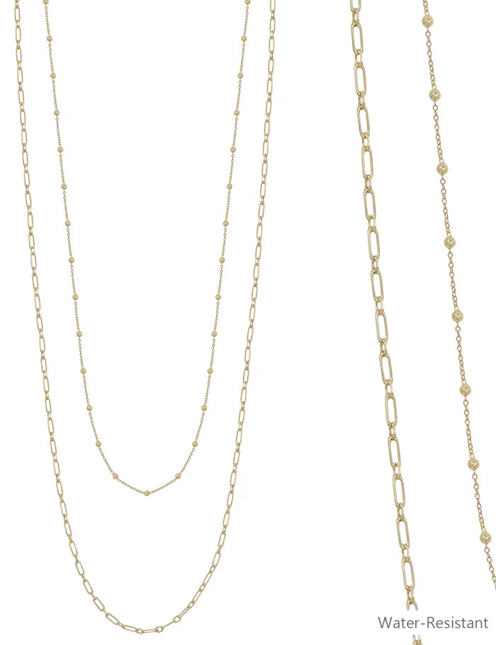 Water Resistant Two Layered Beaded Necklace WHAT'S HOT