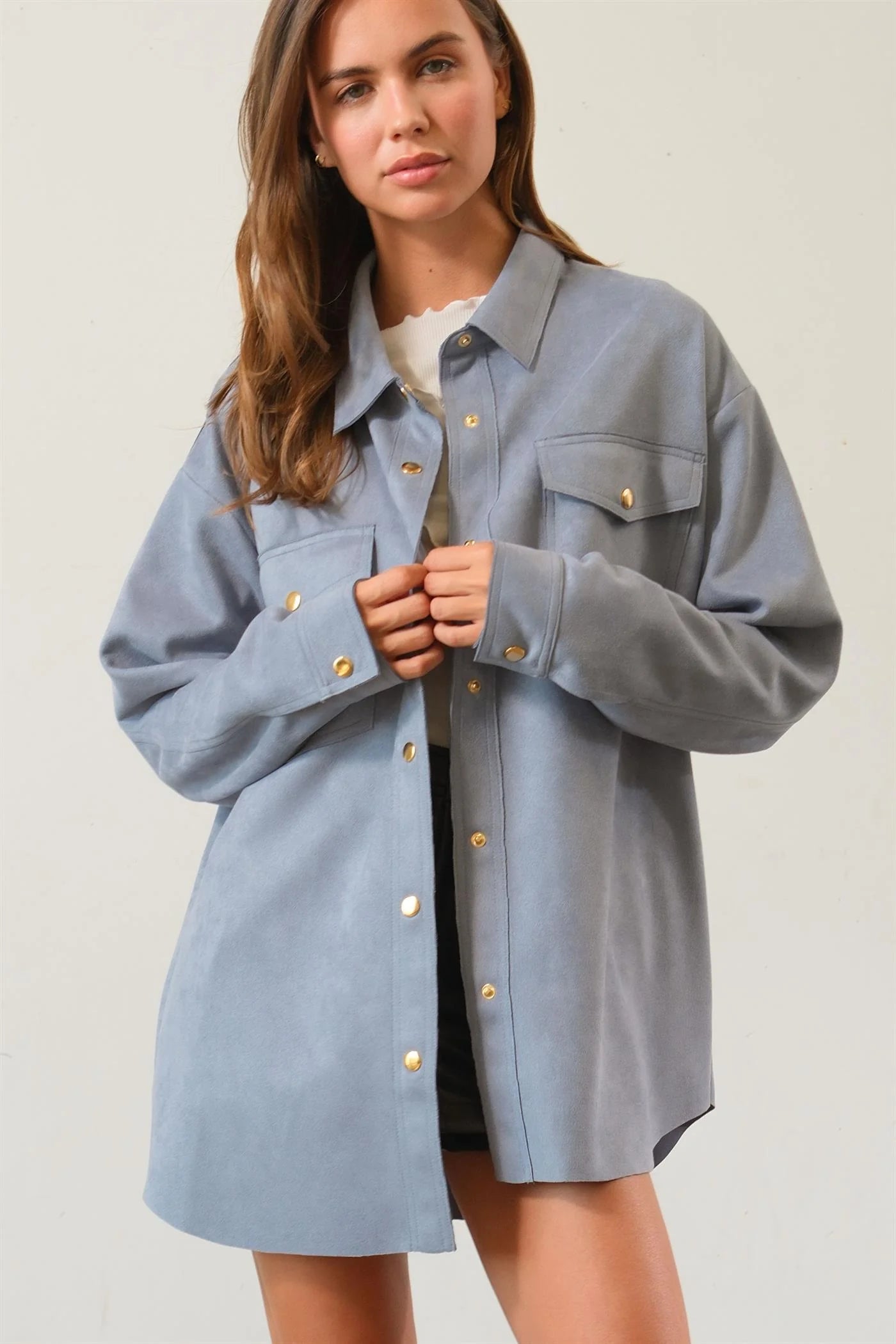 Oversized Suede Shirt with Pockets HYFVE