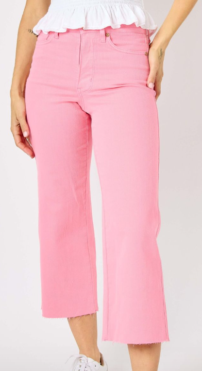 High-Rise Tummy Control Crop Wide Leg Jeans Judy Blue