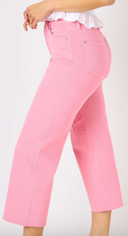 High-Rise Tummy Control Crop Wide Leg Jeans Judy Blue