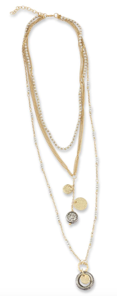 Gold & Silver Disk Necklace K&K Interiors