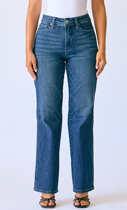 Mid-Rise Petite Straight Tummy Control Classic Jeans