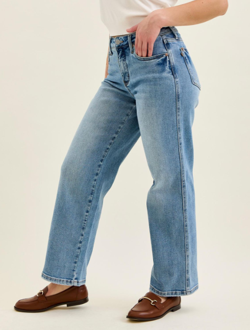 Mid-Rise Petite Tummy Control Vintage Wash Straight