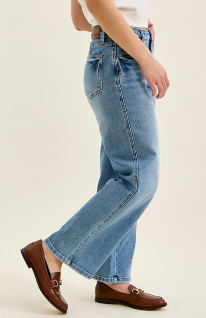 Mid-Rise Petite Tummy Control Vintage Wash Straight