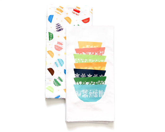Vintage Bowl Retro Kitchen Cotton Tea Towels