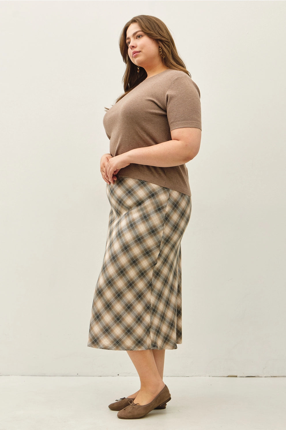 Tartan Plaid Flowy Midi Skirt