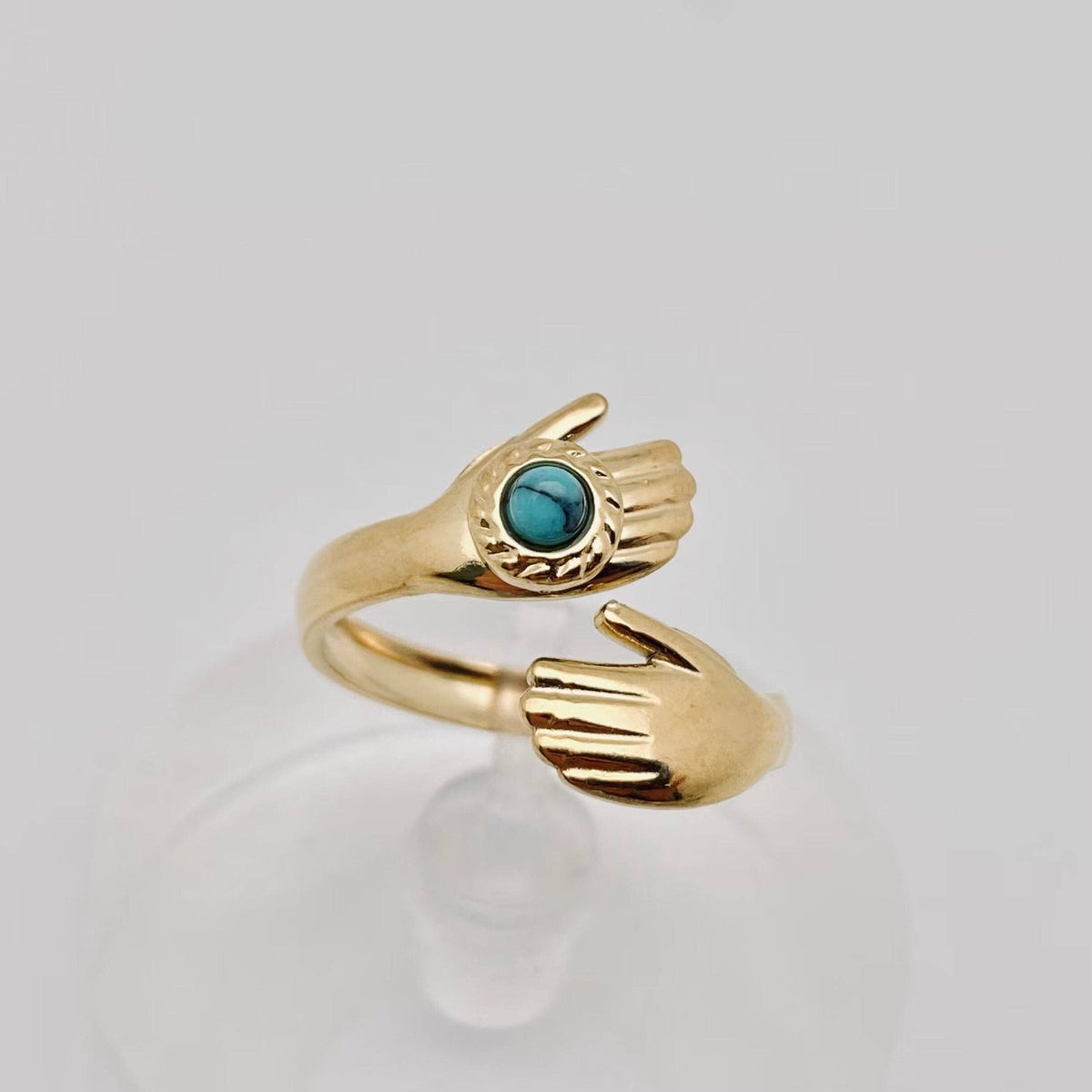 Stainless Steel Inlaid  Stone Gold-plated Rings - FGS/CS