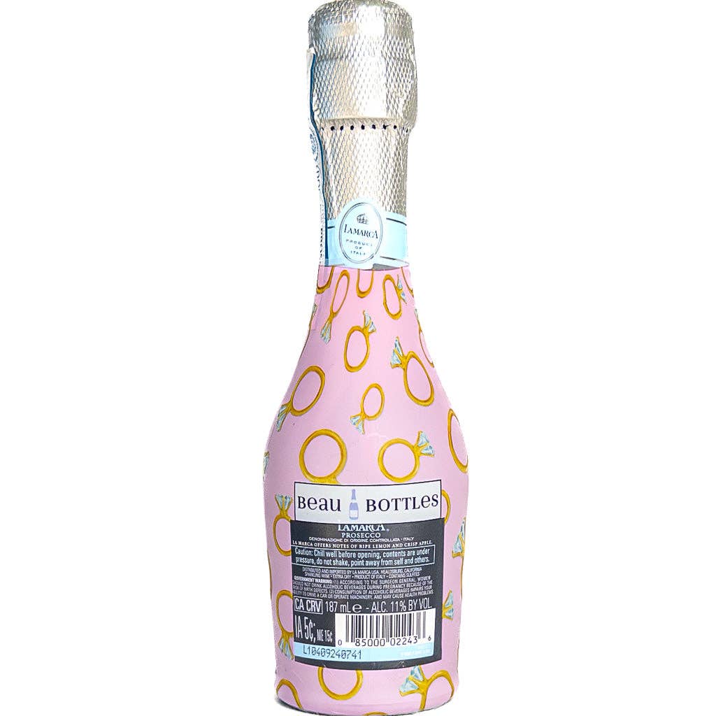 Beau Bottles Pink Engagement Ring - MINI Prosecco Collection - Set of 6 (Wraps Only)