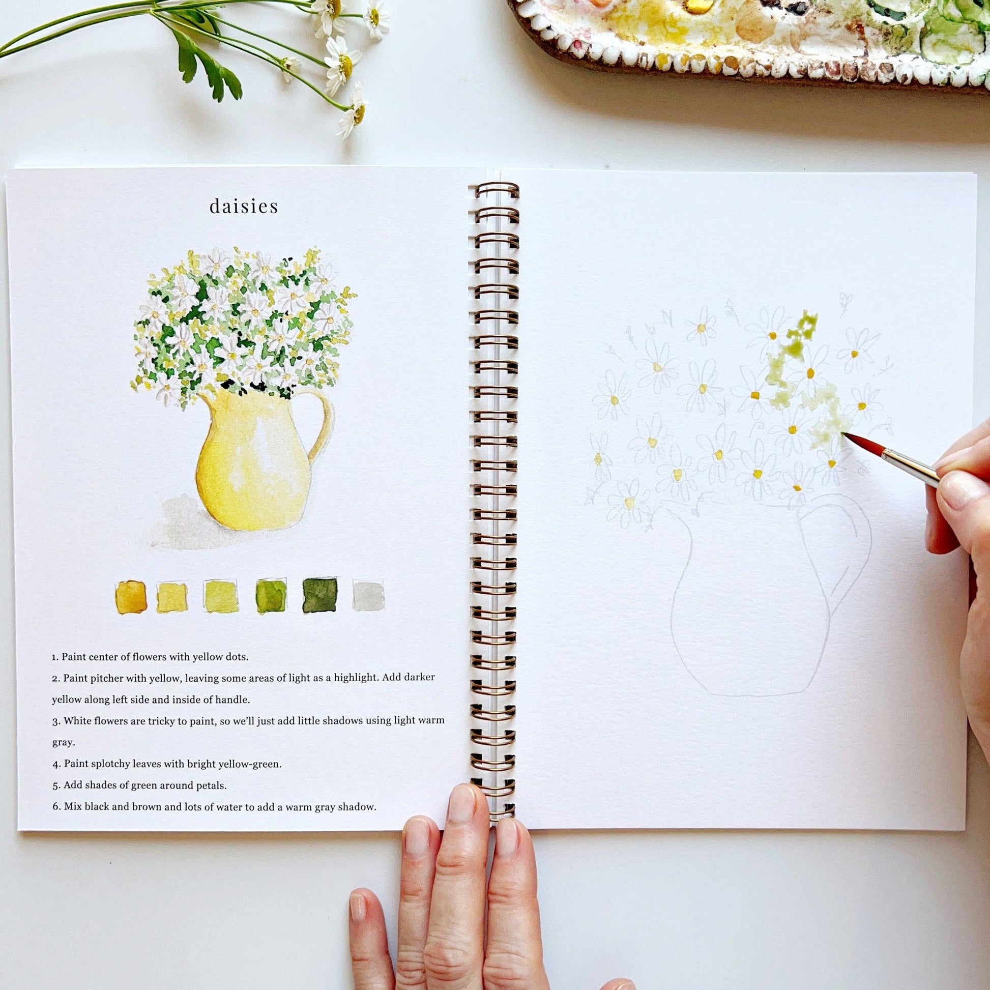 Flowers watercolor workbook emily lex studio