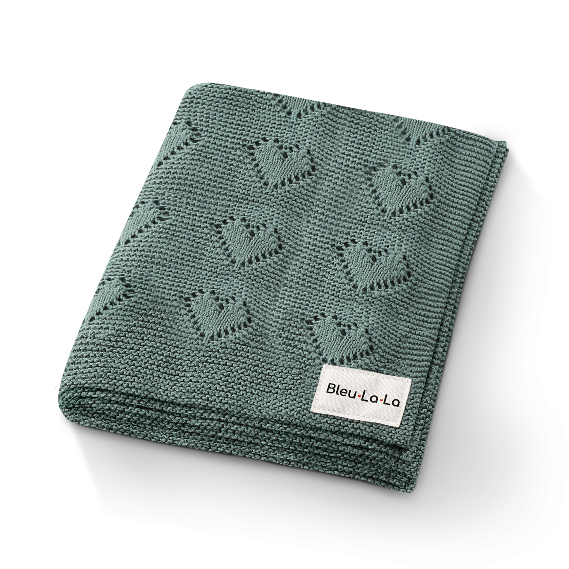 100% Luxury Cotton Receiving Swaddle Baby Blanket - Heart Bleu La La