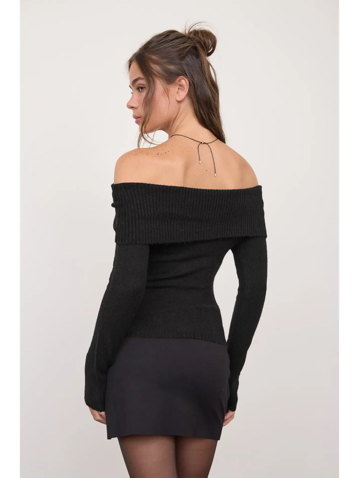 Off the Shoulder Fold Over Sweater