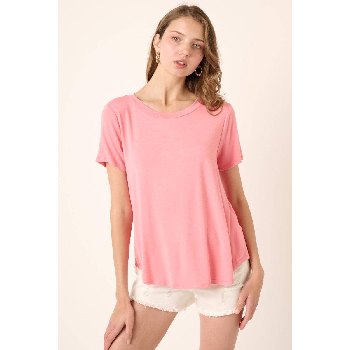 BAMBOO ROUND NECK SHORT SLEEVE BASIC TOP