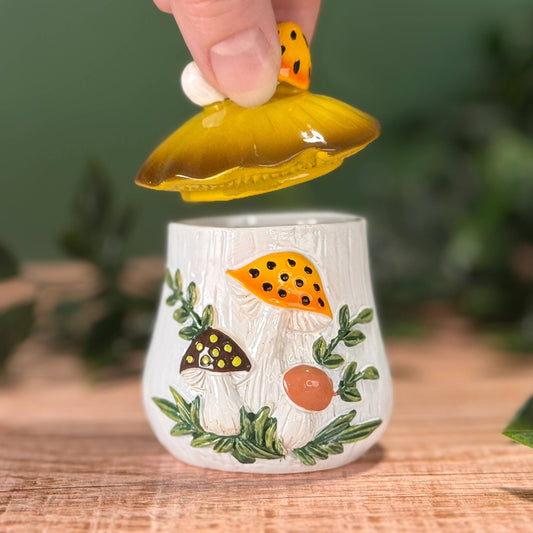 Merry Mushrooms-Inspired 70s Hand-Painted Trinket Box