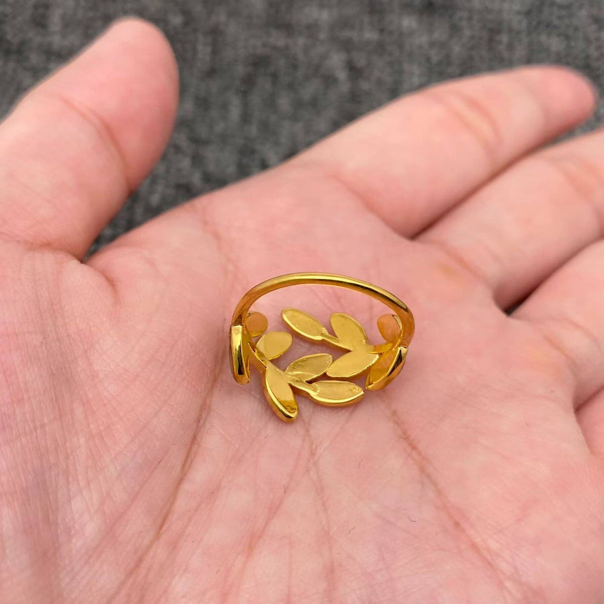 Abalone Shell Leaf Shape 18K Gold Plated S.Steel Ring - FGS