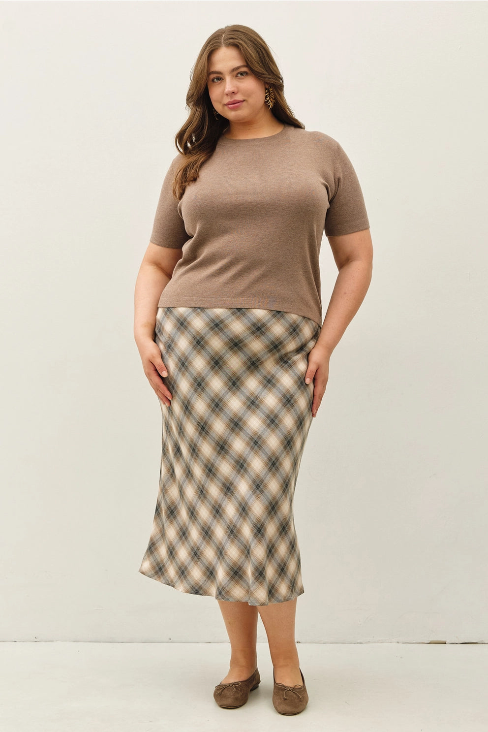 Tartan Plaid Flowy Midi Skirt